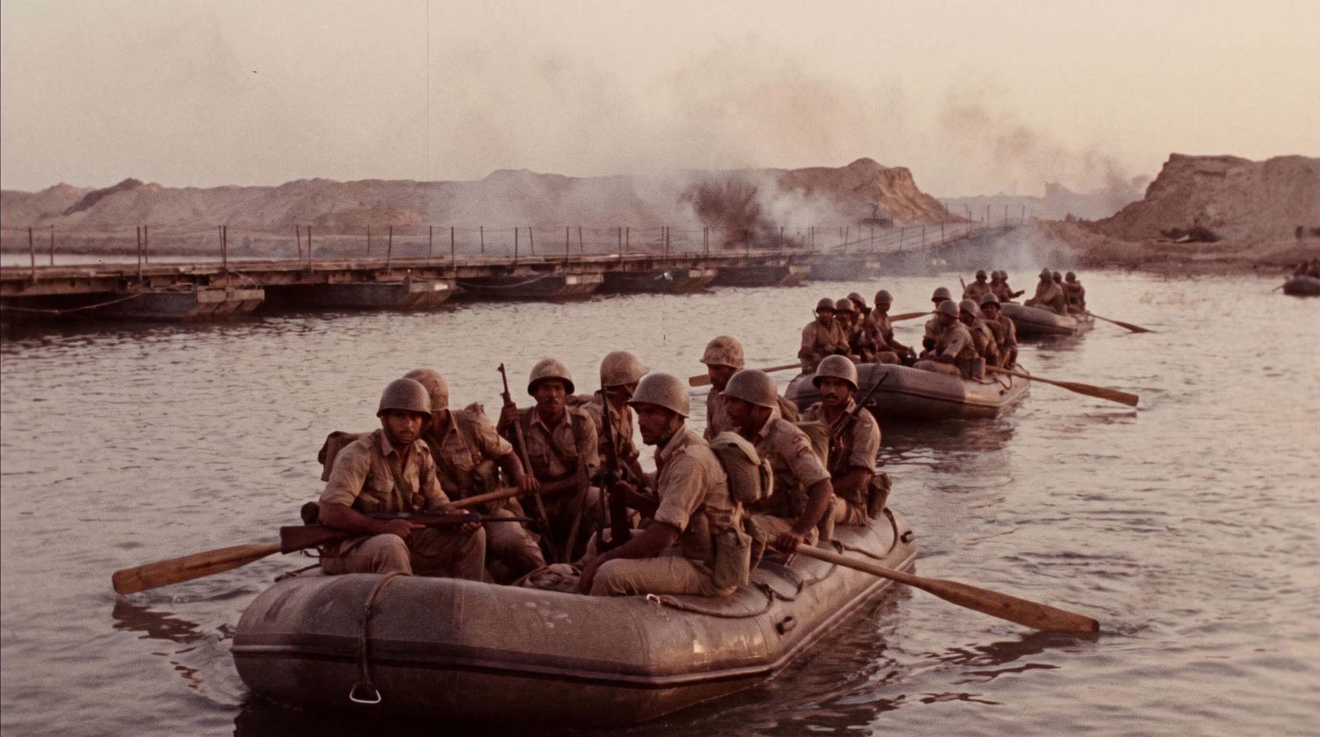 Egyptian soldiers crossing the Suez Canal, 1973 (reconstruction)